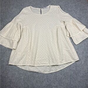 Elegant Cream Eyelet Women's Blouse